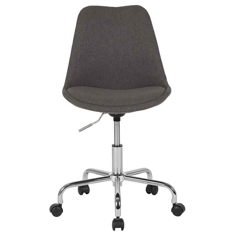 Aurora Series Mid-Back Dark Gray Fabric Task Office Chair with Pneumatic Lift and Chrome Base. Picture 4