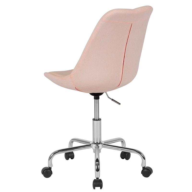 Aurora Series Mid-Back Pink Fabric Task Office Chair with Pneumatic Lift and Chrome Base. Picture 3