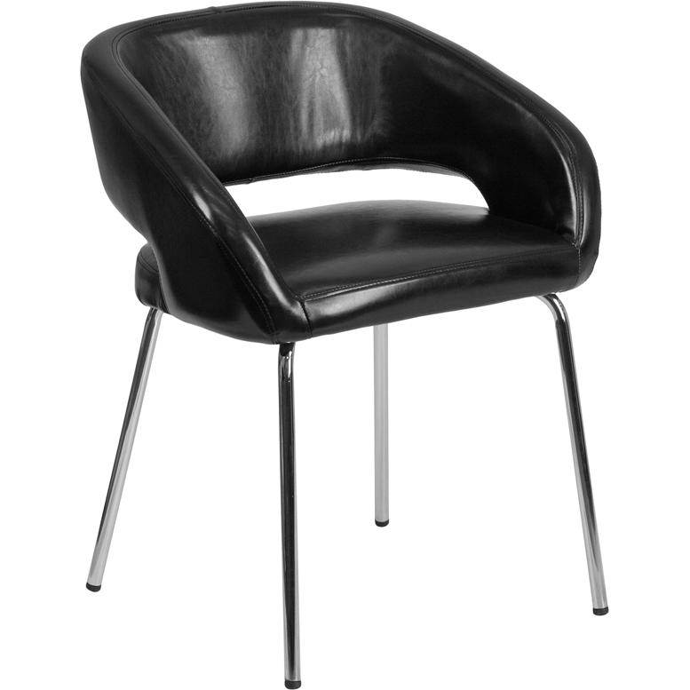 Contemporary Black LeatherSoft Side Reception Chair. Picture 1