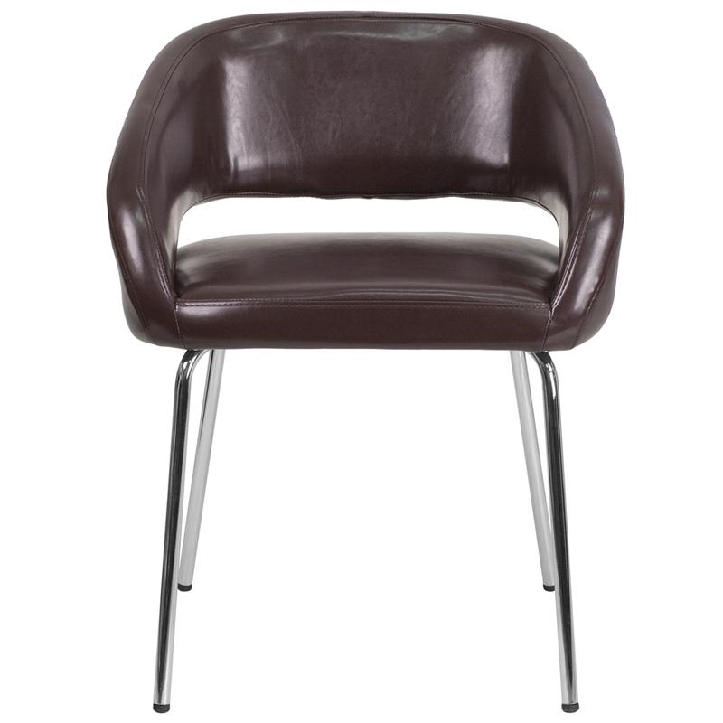 Contemporary Brown LeatherSoft Side Reception Chair. Picture 4