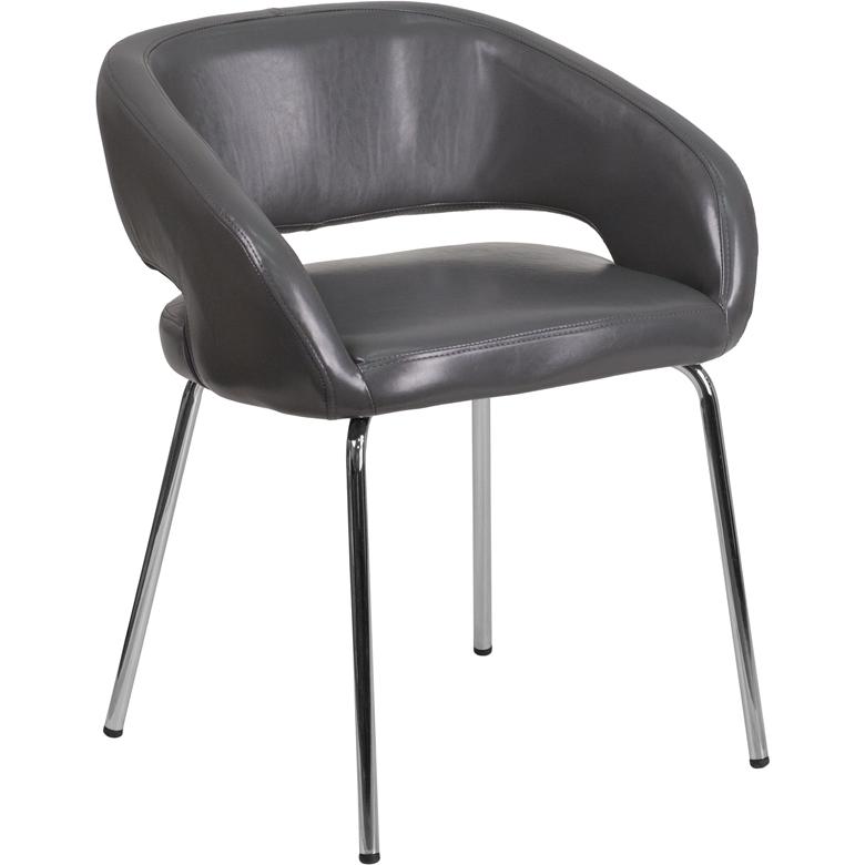 Contemporary Gray LeatherSoft Side Reception Chair. Picture 1