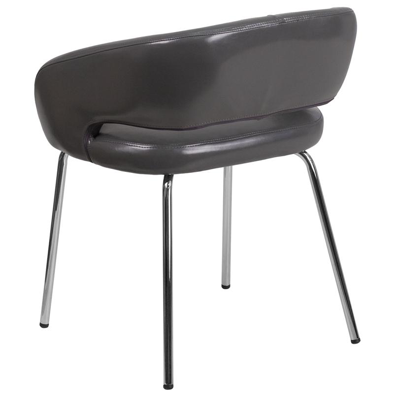 Contemporary Gray LeatherSoft Side Reception Chair. Picture 3