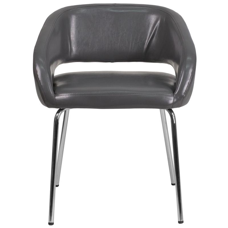 Contemporary Gray LeatherSoft Side Reception Chair. Picture 4