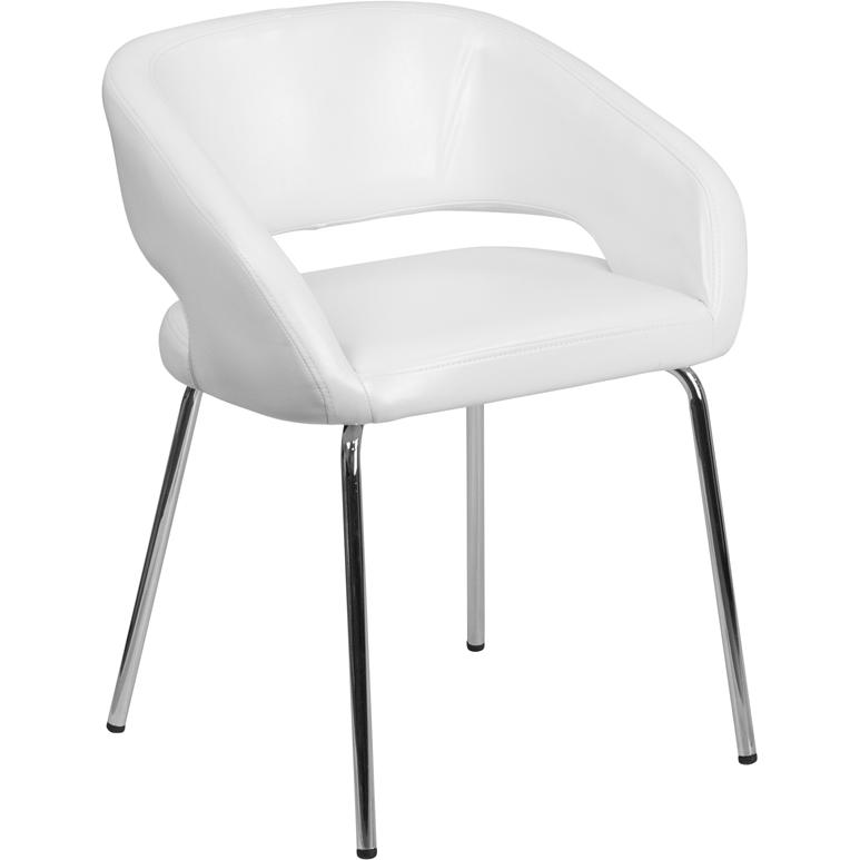 Contemporary White LeatherSoft Side Reception Chair. Picture 1