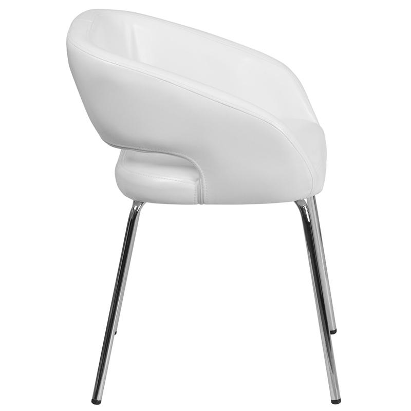 Contemporary White LeatherSoft Side Reception Chair. Picture 2
