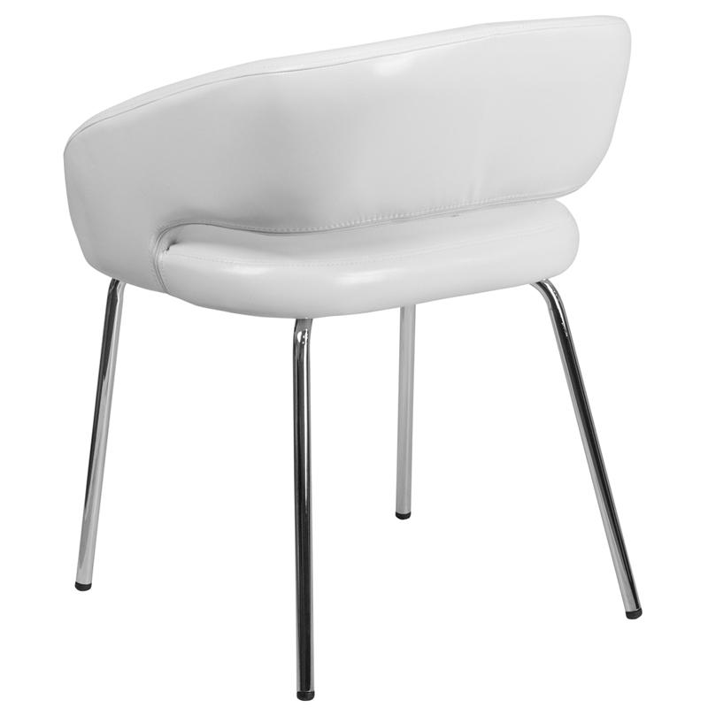 Contemporary White LeatherSoft Side Reception Chair. Picture 3