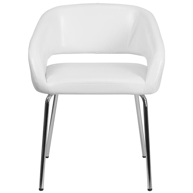 Contemporary White LeatherSoft Side Reception Chair. Picture 4