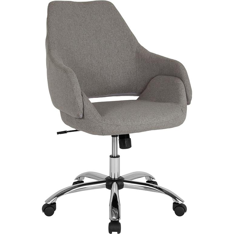 Madrid Home and Office Upholstered Mid-Back Chair in Light Gray Fabric. The main picture.