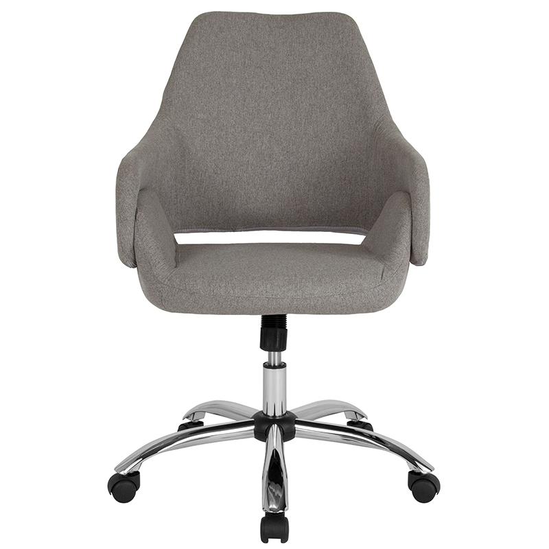 Madrid Home and Office Upholstered Mid-Back Chair in Light Gray Fabric. Picture 4