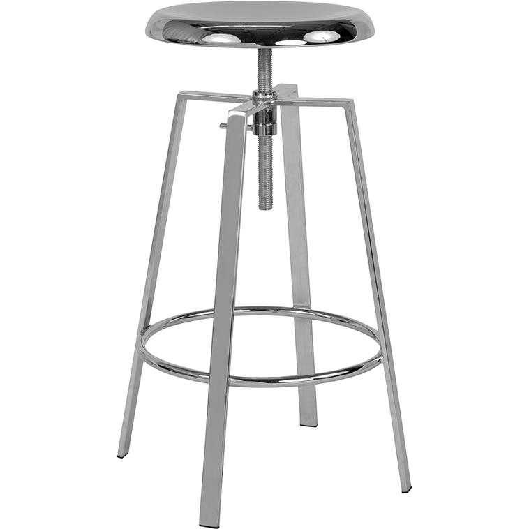 Toledo Industrial Style Barstool with Swivel Lift Adjustable Height Seat in Chrome Finish. Picture 1