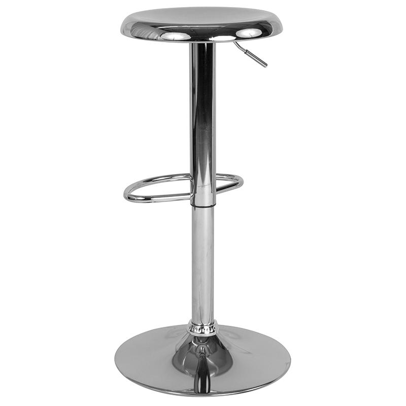 Madrid Series Adjustable Height Retro Barstool in Chrome Finish. Picture 3