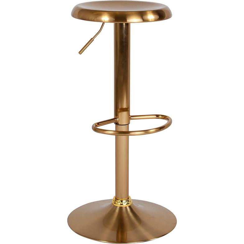 Adjustable Height Retro Barstool in Gold Finish. Picture 1