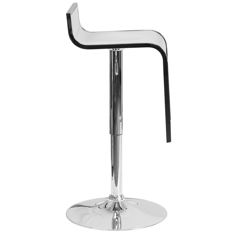 Contemporary White Plastic Adjustable Height Barstool with Chrome Drop Frame. Picture 2