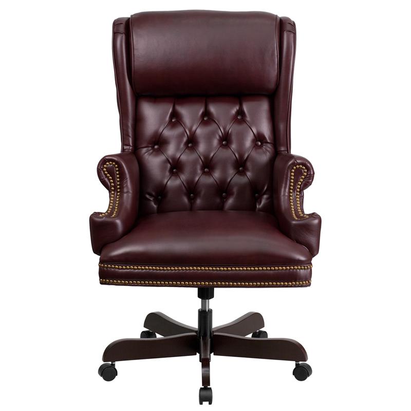 High Back Burgundy Executive Office Chair with Oversized Headrest & Arms. Picture 4