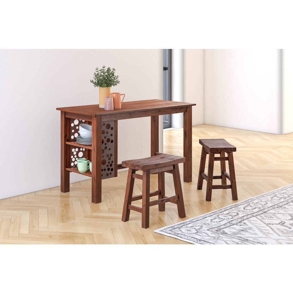 Sonoma Backless Saddle Dining Height Stools - Chestnut Wire-Brush - Set of 2. Picture 6