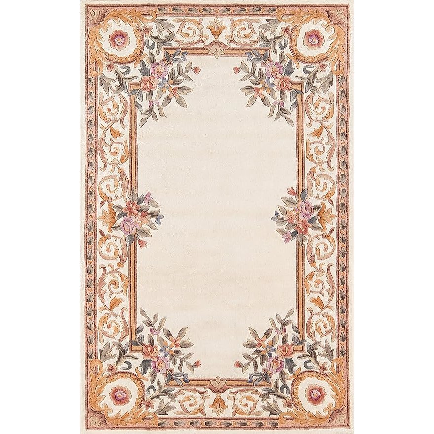 Transitional Rectangle Area Rug, Ivory, 3'6" X 5'6". Picture 1