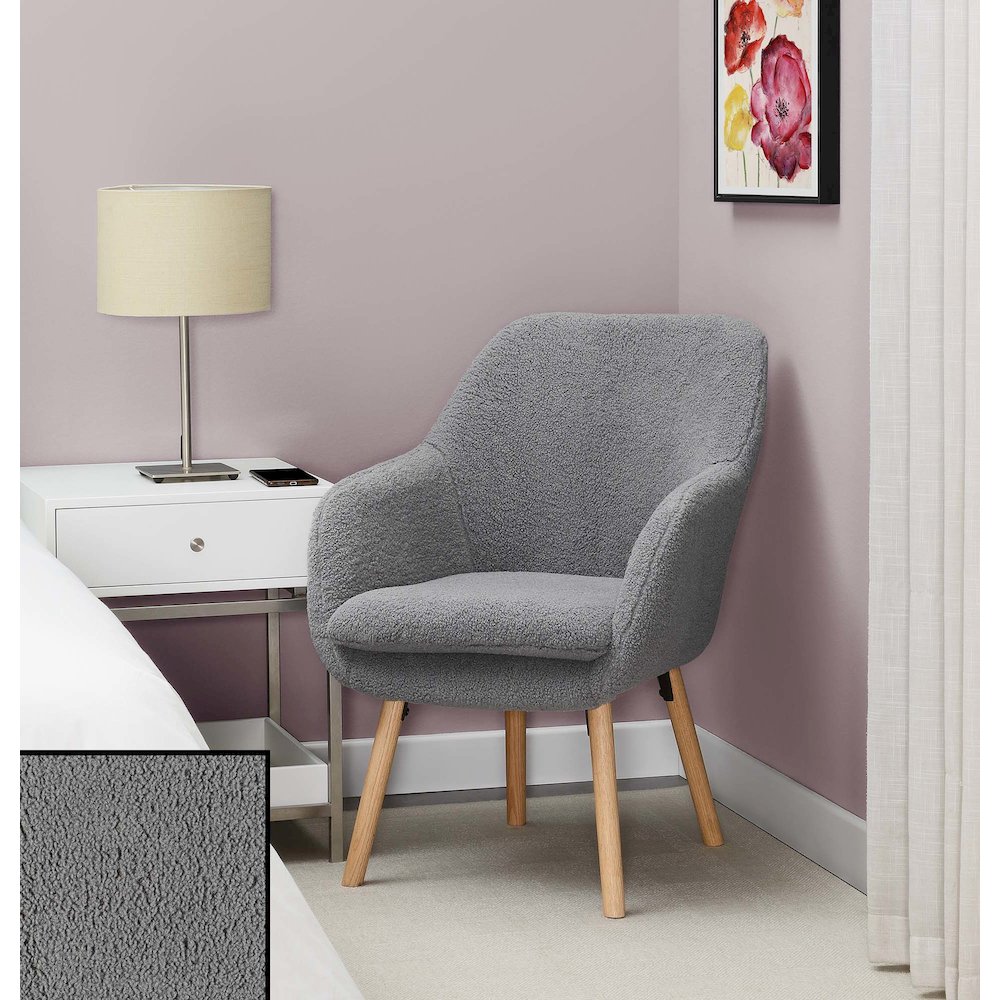 Take a Seat Charlotte Sherpa Accent Chair, Sherpa Gray. Picture 4