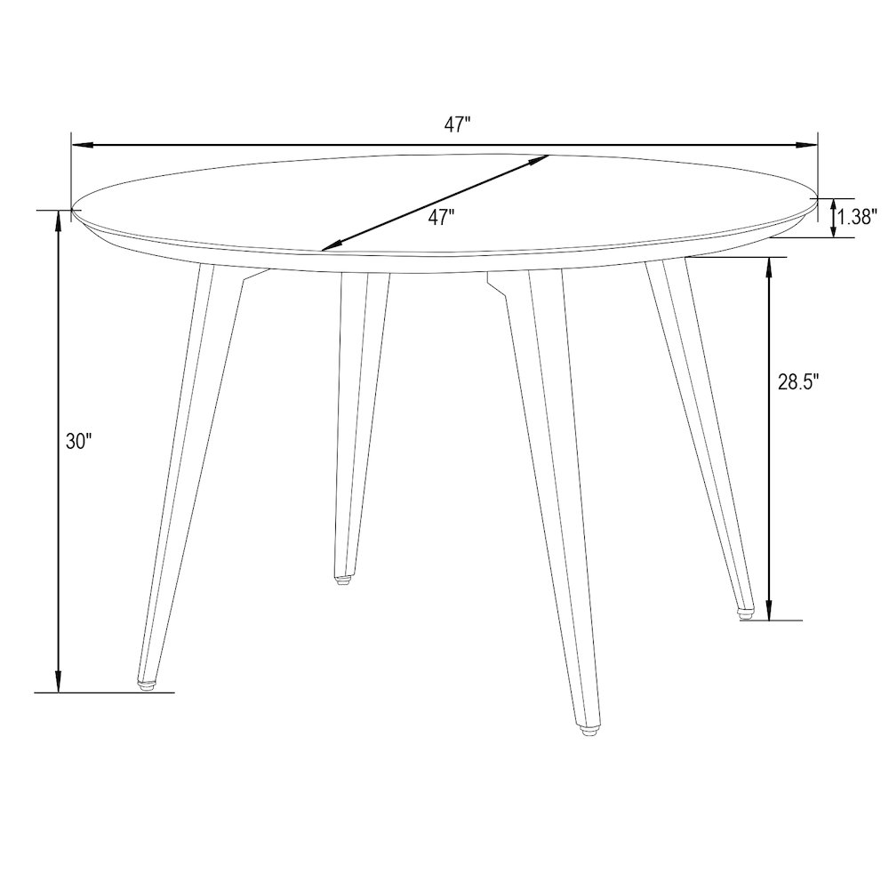 Ravenna Modern Round Wood 47" Dining Table With Metal Legs. Picture 6