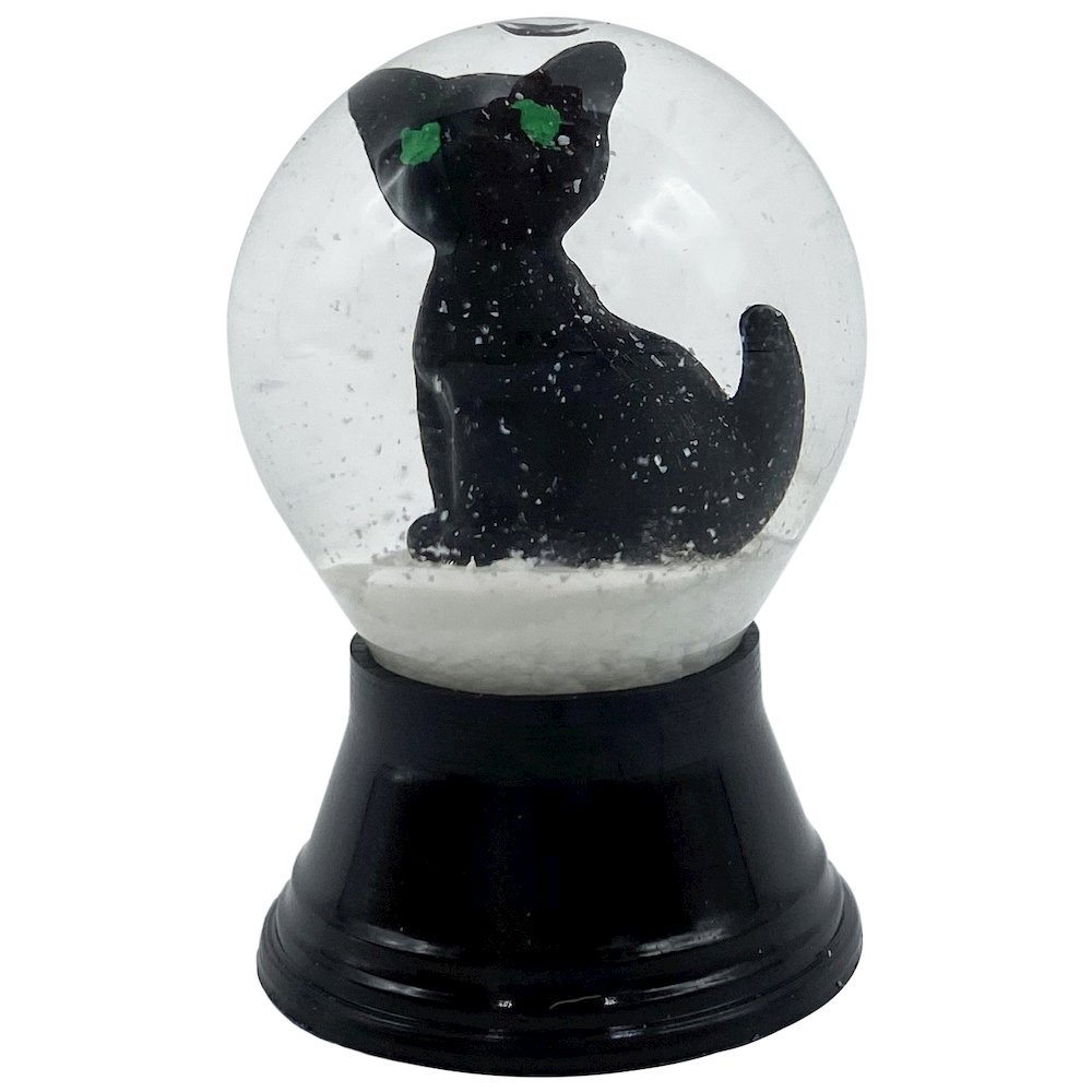 Perzy Snowglobe - Mini Black Cat - 1.5"H x 1"W x 1"D. Picture 1