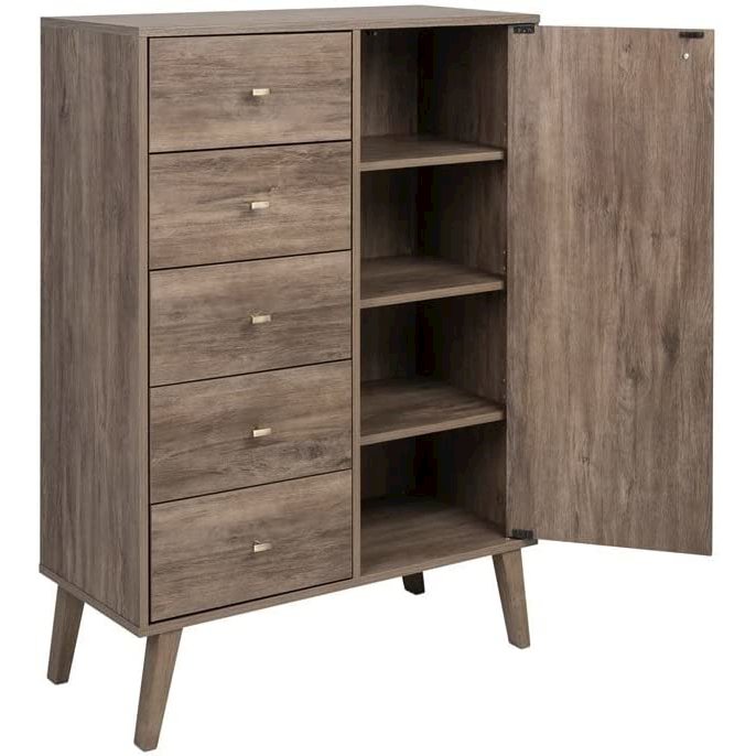 Milo 5-drawer Chest with Door, Drifted Gray. Picture 2
