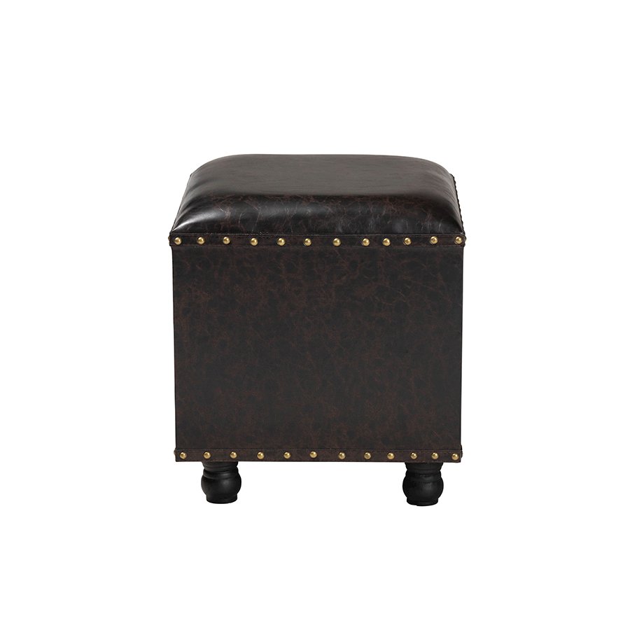 Leather Upholstered Wood Storage Ottoman. Picture 18