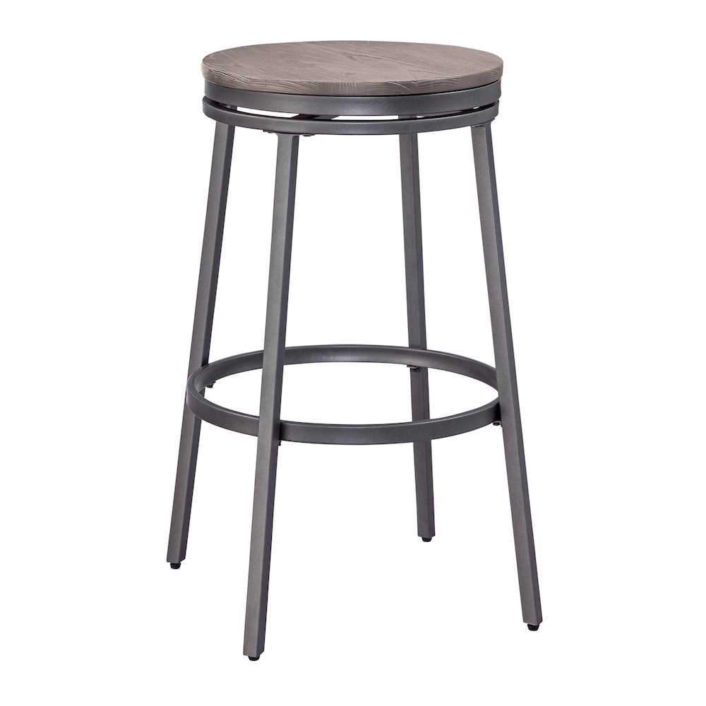 Chesson Backless Bar Stool - Grey Frame/Dark Driftwood Grey Seat. Picture 2
