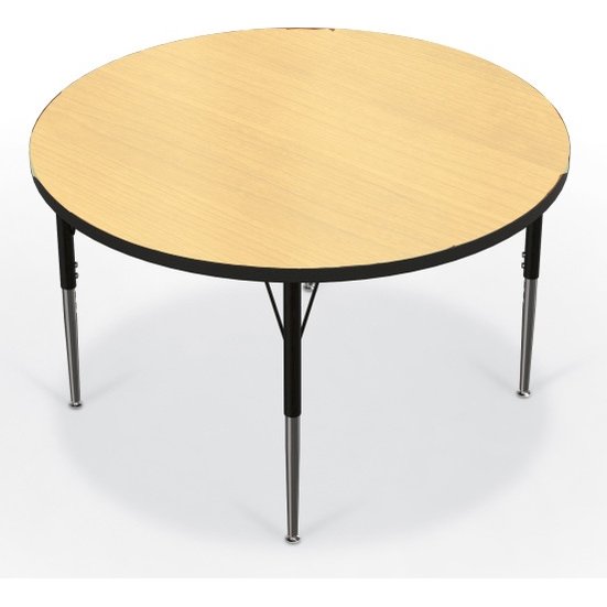 Activity Table - 42" Round - Fusion Maple Top Surface - Black Edgeband. Picture 2