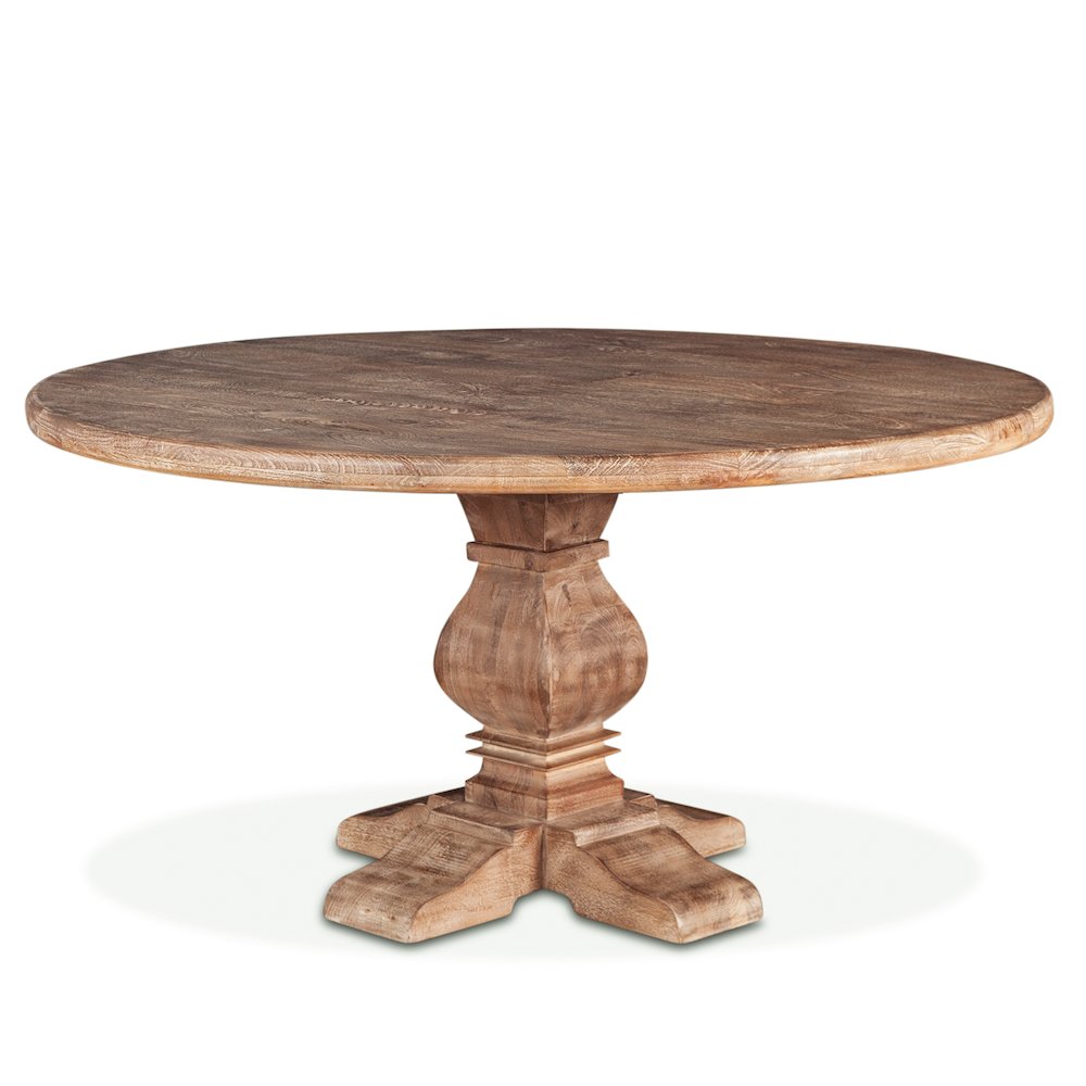 Pengrove 60-Inch Round Mango Wood Dining Table in Antique Oak Finish. Picture 10