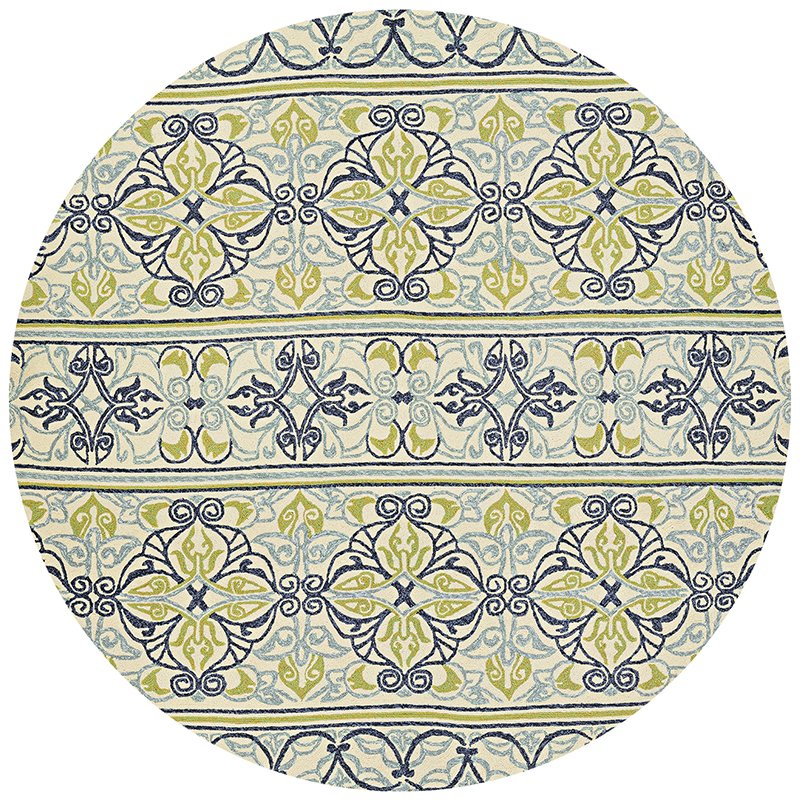 Pegasus Area Rug, Ivory/Navy/Lime ,Round, 7'10" x 7'10". Picture 1