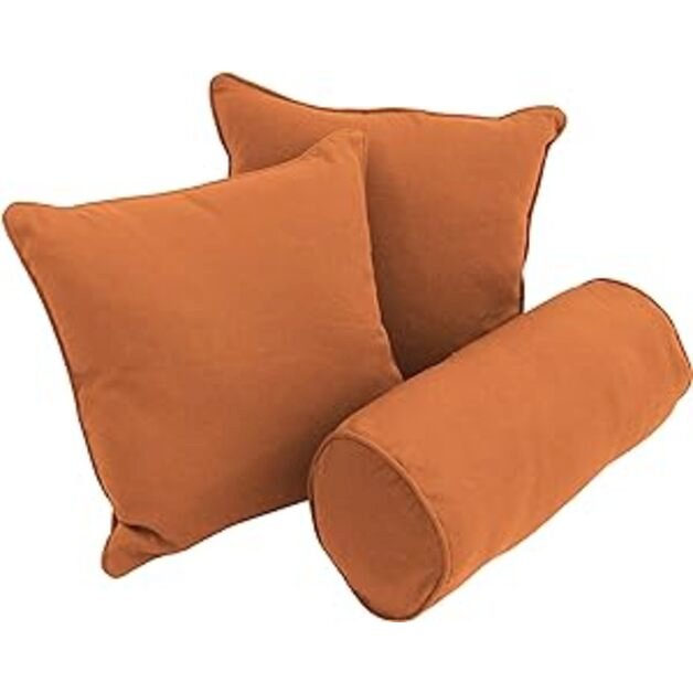 Double-corded Solid Twill Throw Pillows with Inserts (Set of 3). Picture 1