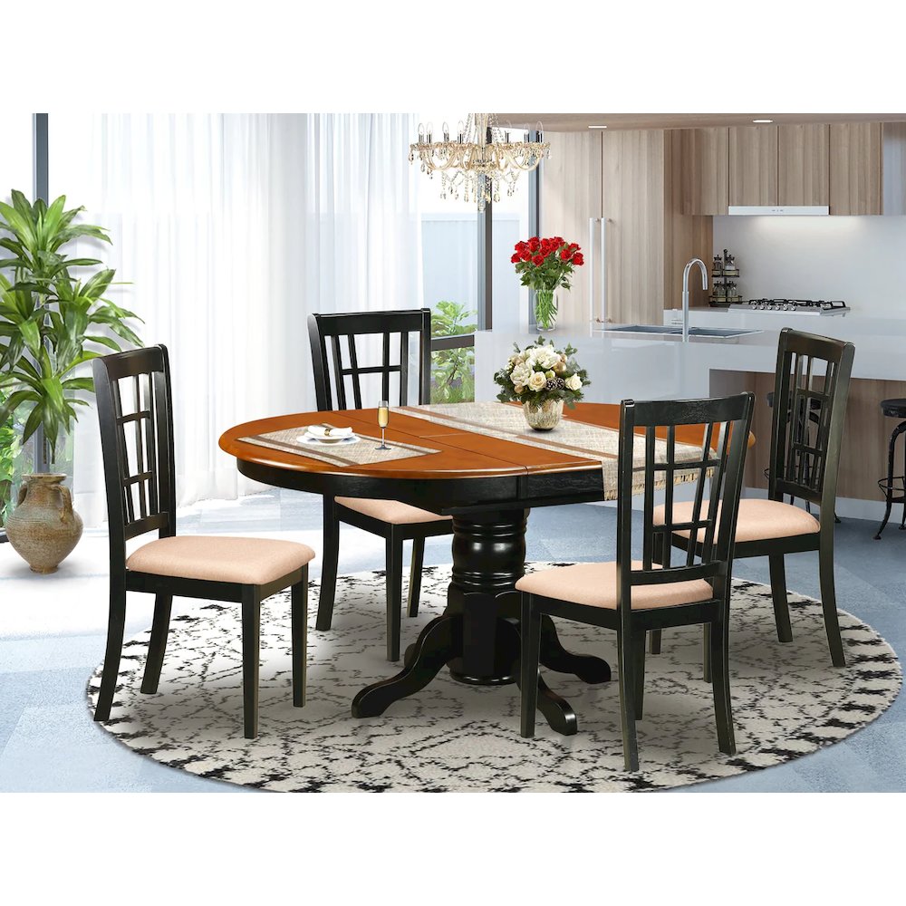 KENI5-BCH-C 5 PC Kitchen Table set-Dining Table with 4 Wood Kitchen Chairs. Picture 6