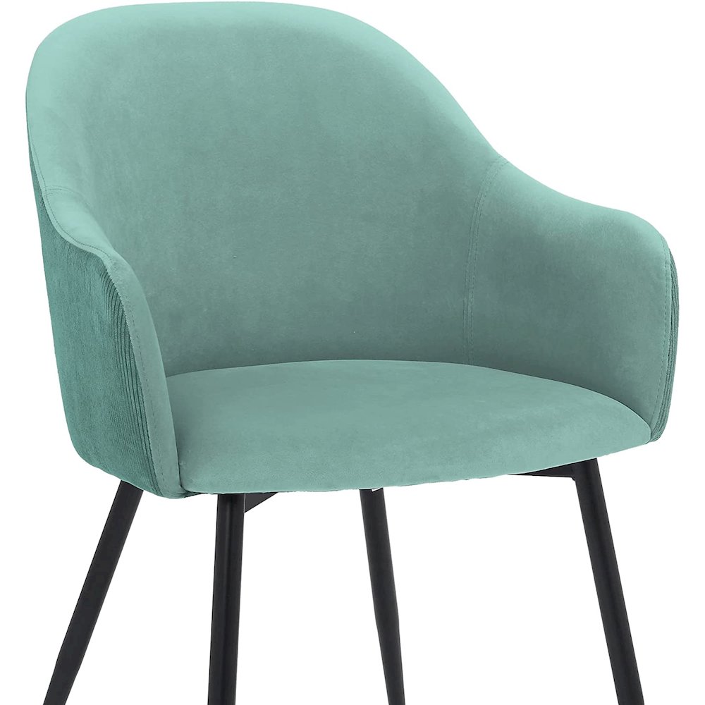 Pixie Two Tone Teal Fabric Dining Room Chair with Black Metal Legs. Picture 4