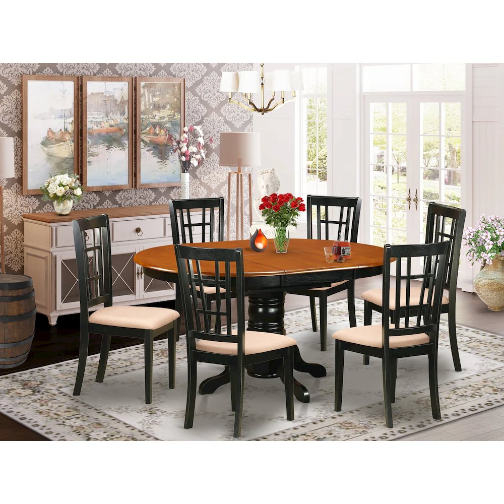 KENI7-BCH-C 7 PC Kitchen Table set-Dining Table and 6 Wooden Kitchen Chairs. Picture 8