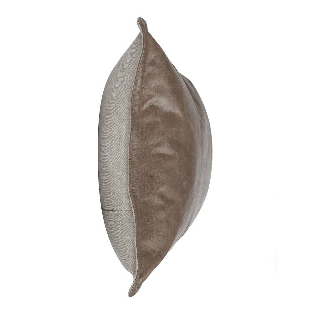 Kosas Home Cheyenne 100% Leather 22" Throw Pillow, Taupe. Picture 3