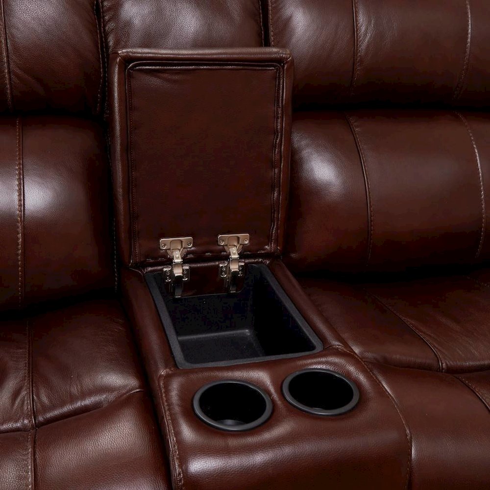 Luxe Leather Reclining Loveseat with Power Headrest. Picture 4