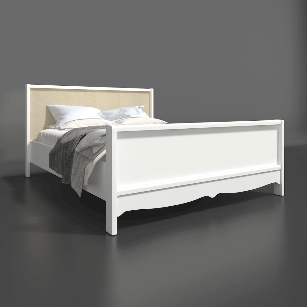 Biscayne Queen Bed with Slat Roll, White/Textile Beige. Picture 5