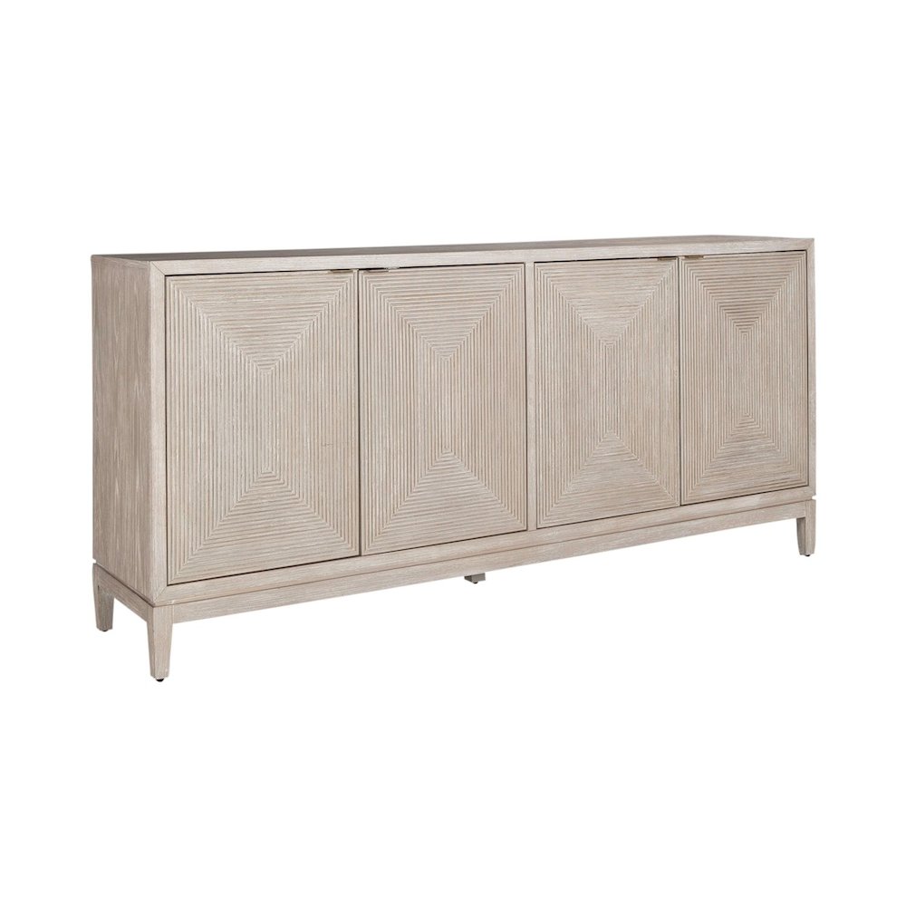 Kinsley 4 Door Accent Cabinet, W18 x D78 x H36, Light Gray. Picture 1