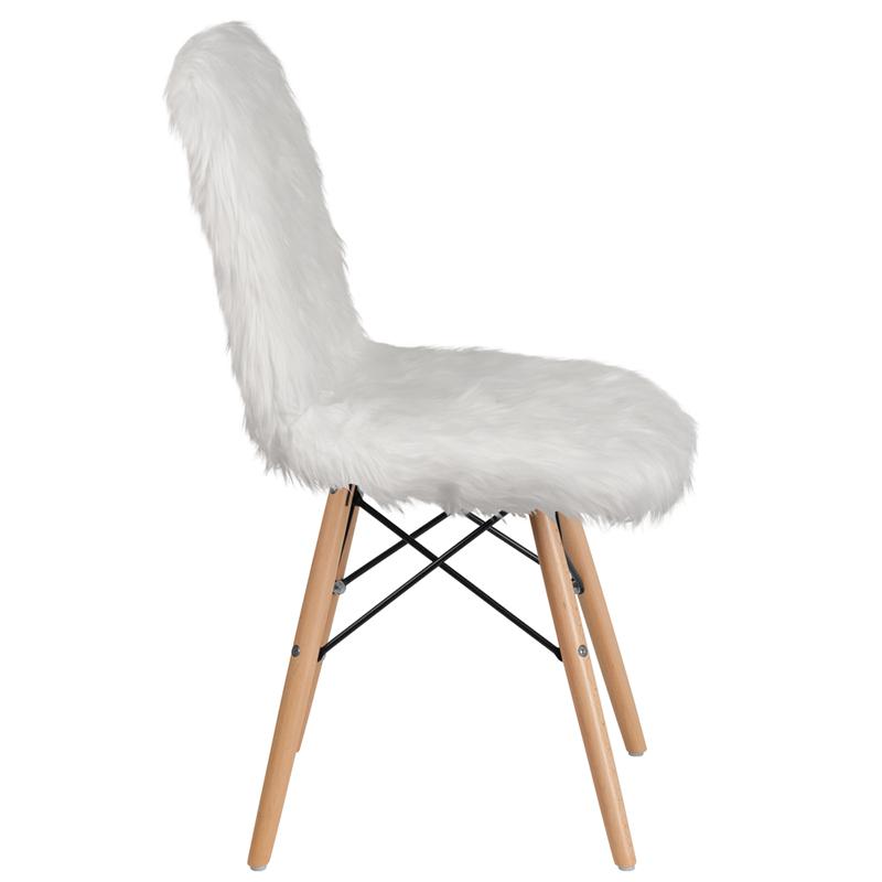 Shaggy Dog White Accent Chair. Picture 2