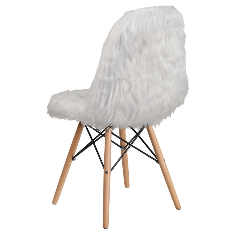 Shaggy Dog White Accent Chair. Picture 3