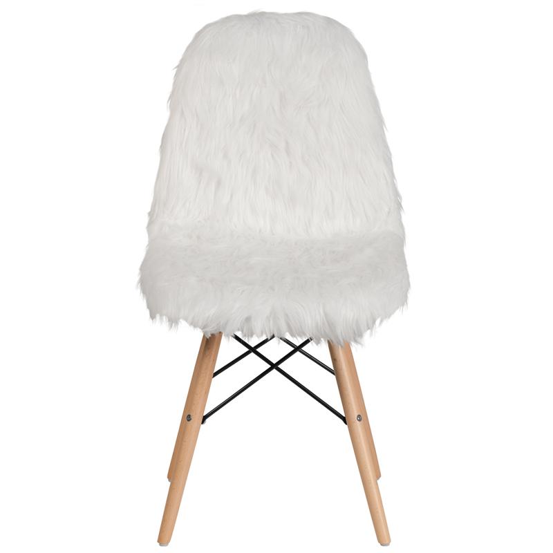 Shaggy Dog White Accent Chair. Picture 4
