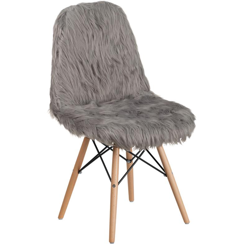 Shaggy Dog Charcoal Gray Accent Chair. Picture 1