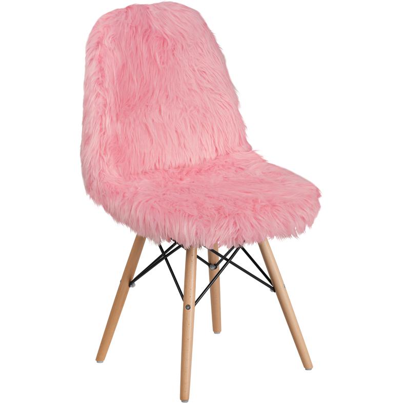 Shaggy Dog Light Pink Accent Chair. Picture 1