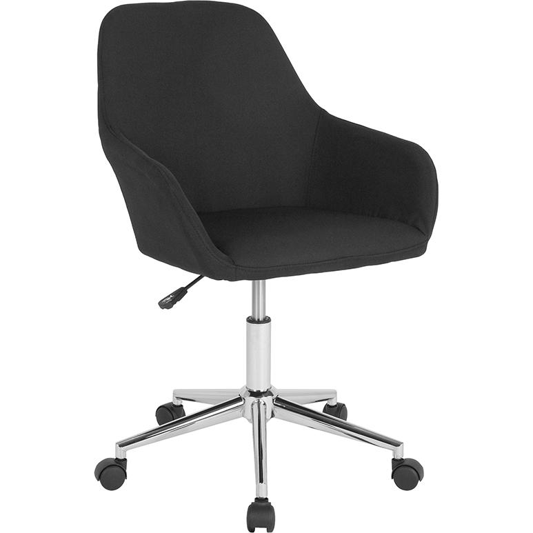 Home and Office Mid-Back Chair in Black Fabric. Picture 1