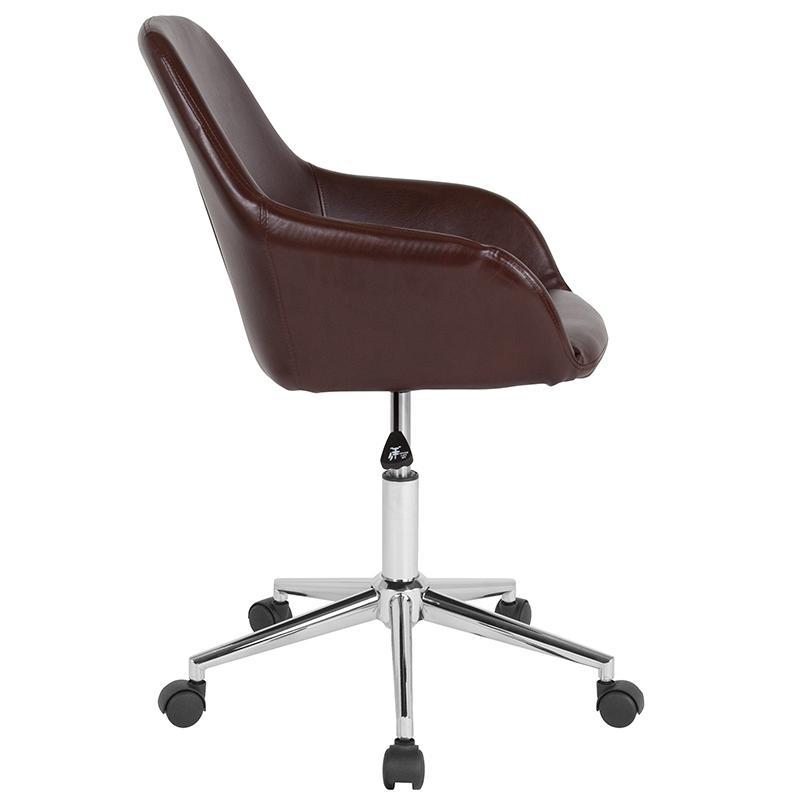 Cortana Home and Office Mid-Back Chair in Brown LeatherSoft. Picture 2