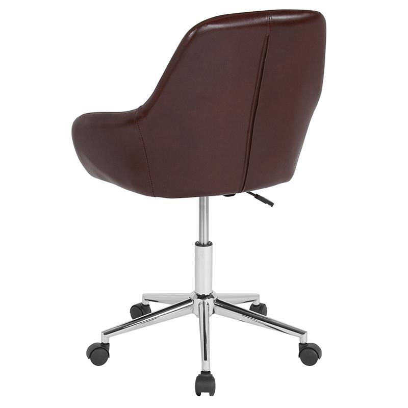 Cortana Home and Office Mid-Back Chair in Brown LeatherSoft. Picture 3