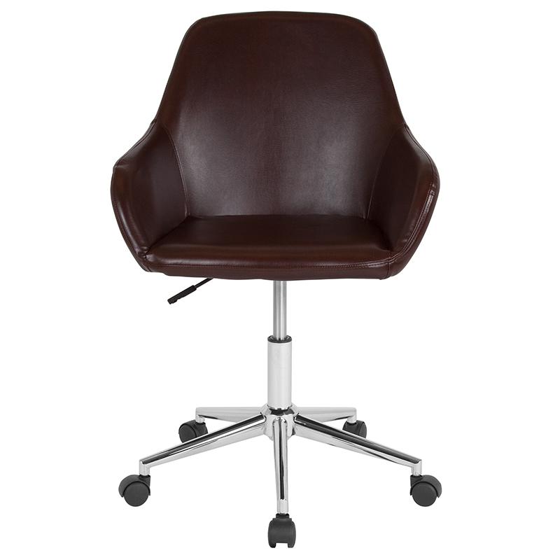 Cortana Home and Office Mid-Back Chair in Brown LeatherSoft. Picture 4