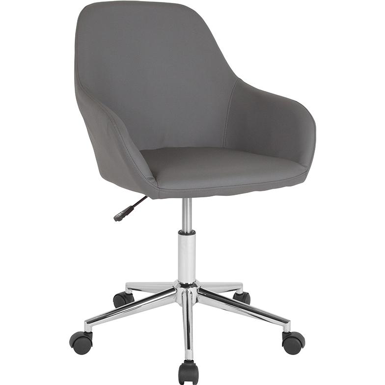 Cortana Home and Office Mid-Back Chair in Gray LeatherSoft. The main picture.