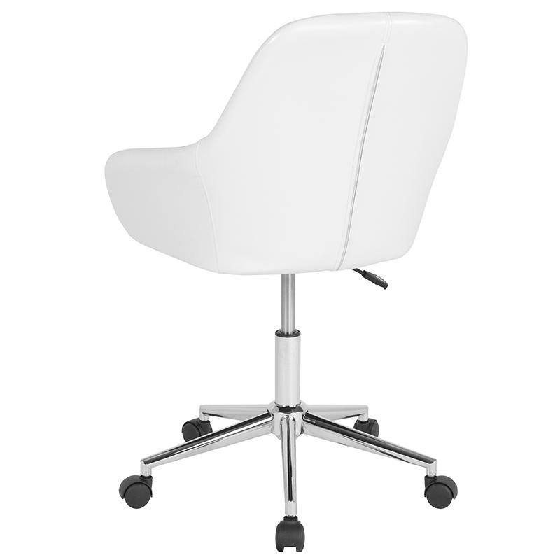 Cortana Home and Office Mid-Back Chair in White LeatherSoft. Picture 3