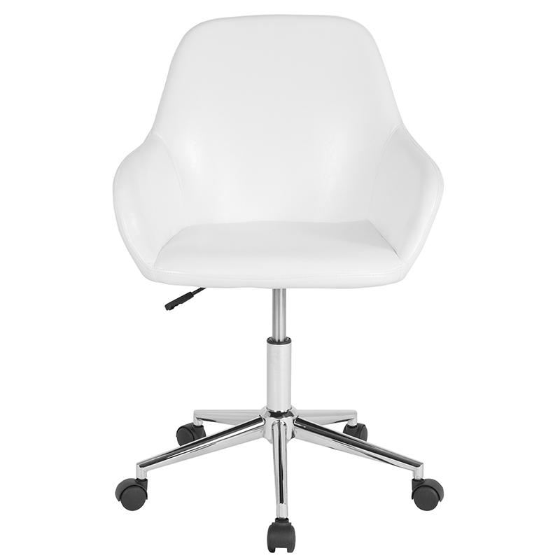 Cortana Home and Office Mid-Back Chair in White LeatherSoft. Picture 4