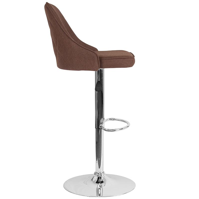 Trieste Contemporary Adjustable Height Barstool in Brown Fabric. Picture 2